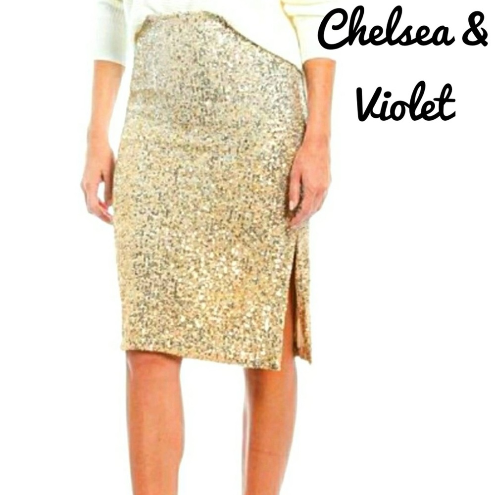 Chelsea and Violet Gold Sequin Midi Skirt